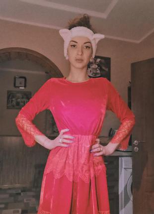 Красное бархатное платье, made in ua