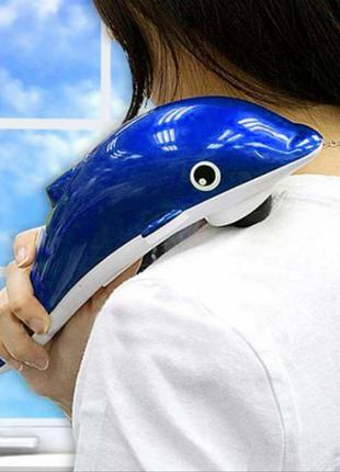 Вибромассажер для спины, шеи и тела «dolphin» на 3 насадки синий