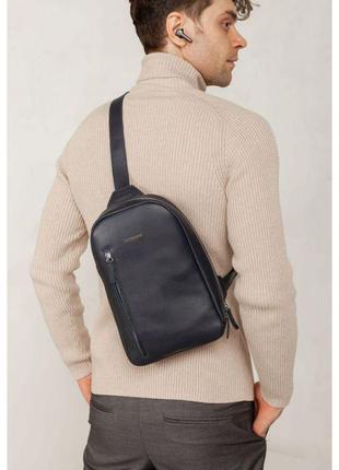 Кожаный мужской рюкзак (сумка-слинг) на одно плечо Chest Bag с...