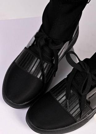 Черные ботинки чулки полуботинки хайтопы высокие кроссовки.