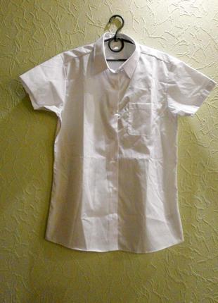Рубашка белая короткий рукав для мальчика 14лет