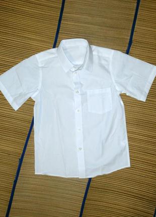 Рубашка белая короткий рукав для мальчика 8лет