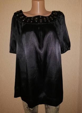 Красивая женская атласная, шелковая черная блузка, кофта 16 ра...