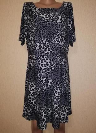 Женское трикотажное короткое леопардовое платье, туника 20 р. ...