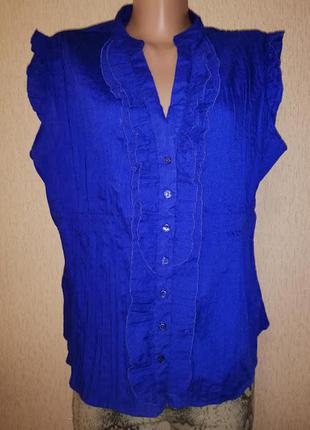 Красивая женская синяя блузка, рубашка 18 размер f&f