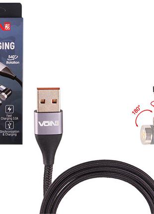 Кабель магнитный VOIN Multicolor LED USB - Micro USB 3А, 1m, b...