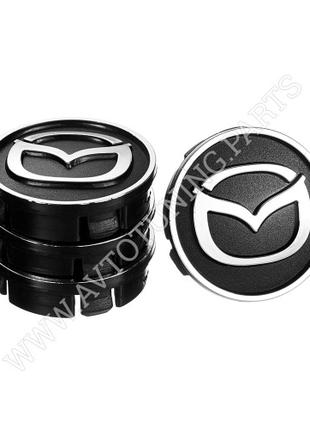 Заглушка колесного диска Mazda 60x55 черный ABS пластик (4шт.)...