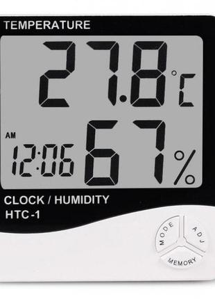 Домашняя цифровая метеостанция c часами и будильником htc-1 те...