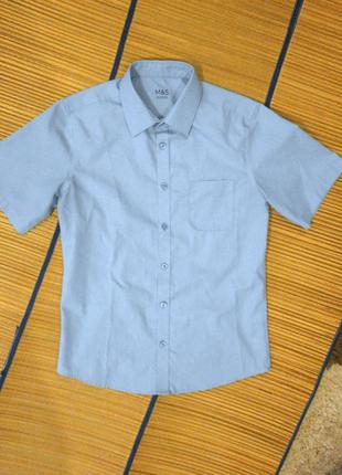 Рубашка голубая школьная для мальчика 12-13лет