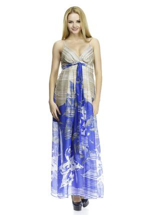 Жіночий сарафан rica mare літнє плаття для вагітних довге синь...