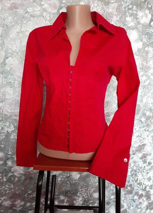 Блуза atmosphere рубашка на крючках красная блузка с рукавом