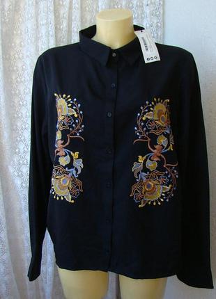 Блузка сорочка чорна з вишивкою батал boohoo р. 56 7827