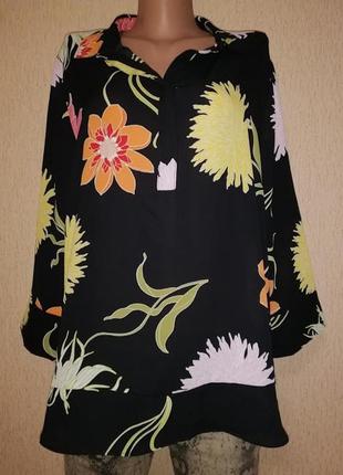 Новая легкая женская блузка, кофта в цветочный принт 18 размер...