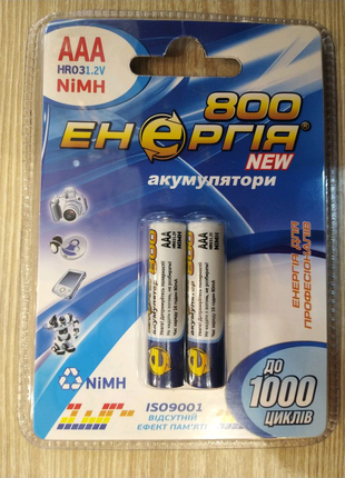 Аккумулятор Энергия R03 800mAh AAA, Ni-MH, 1.2V 1 Шт