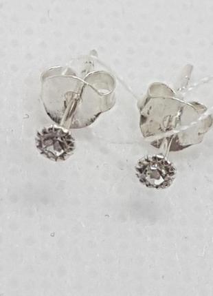 Сережки гвоздики срібні з кубічним цирконієм