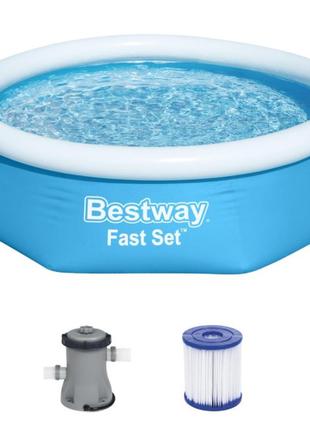 Бассейн Bestway 57450 семейный,фильтр-насос,244-61см, круглый,...