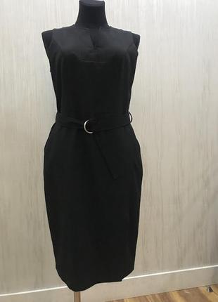 Стильное черное платье футляр, классическое офисное платье р. 38