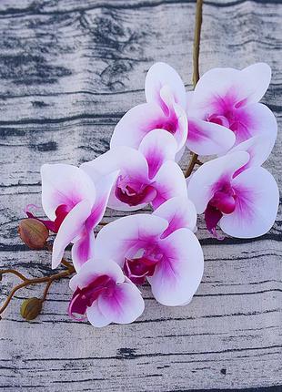 Искусственная орхидея, цвет розовый+белый