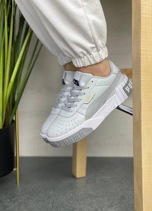 Кожаные, серые, женские кроссовки puma cali gray