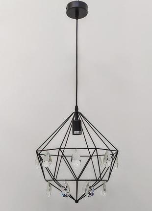 Люстра подвес светильник в стиле лофт с хрустальными подвесками