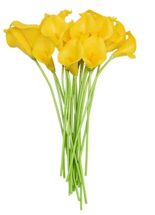 Искусственные каллы желтые - 5штук, длина 37см, длина цветка 8см