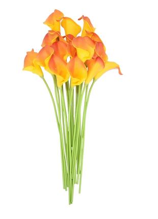 Искусственные каллы оранжевые - 5штук, длина 37см, длина цветка 8