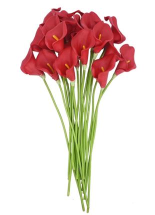 Искусственные каллы красные - 5штук, длина 37см, длина цветка 8см