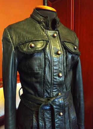 Кожаный пиджак куртка натуральная кожа милитари италия