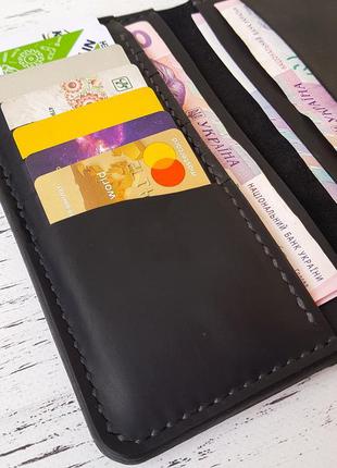 Вертикальне портмоне гаманець з натуральної шкіри ручної роботи