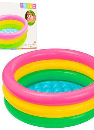 Детский надувной бассейн Intex на 3 кольца для малышей от 1 до...