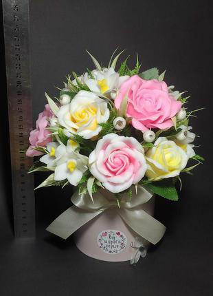 Мыльный букет (розы и колокольчики, в нежных цветах)