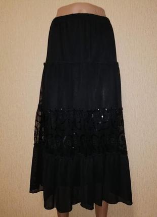 Красивая женская черная юбка батального размера hyr