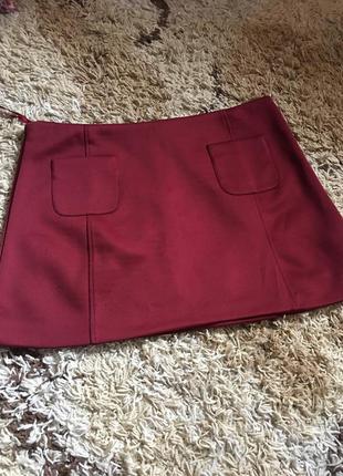Красивая бордовая юбка new look с кармашками