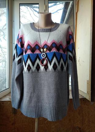 Брендовий светр, пуловер великого розміру батал