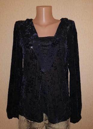 Новая черная женская кофта, блузка с набивным бархатным, велюр...