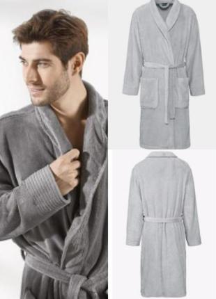 Банный мужской халат мiomare xl плюшевый халат светло-серый 54-56