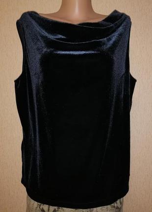 Женская черная велюровая, бархатная майка, блузка 20 размера m...