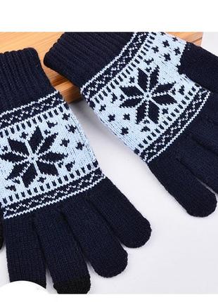 Рукавиці для сенсорних екранів Touch Gloves Snowflake dark blu...