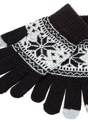 Рукавиці для сенсорних екранів Touch Gloves Snowflake black-wh...