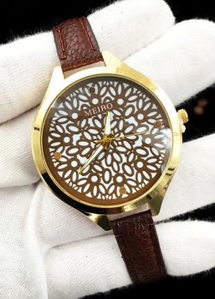 Жіночий наручний годинник із тонким ремінцем Meibo brown