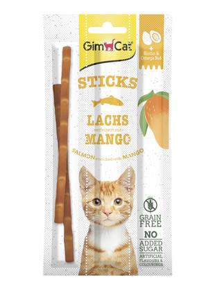 Лакомство для кошек GimCat витаминные палочки с лососем и манг...