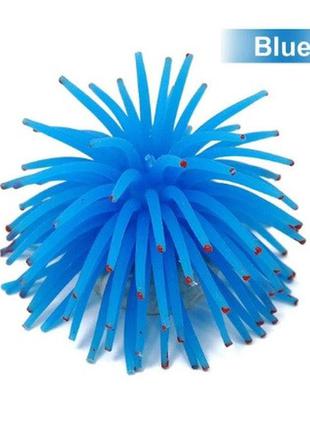 Декор для аквариума голубой "Морской еж" - диаметр 7см, силикон