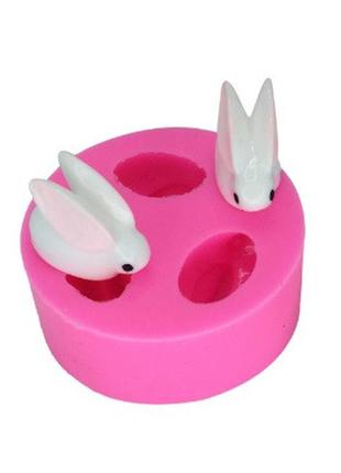 Молд силиконовый "Три кролика" - диаметр молда 4,5см