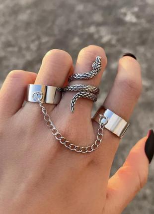 Набор колец змея цепи кольца в стиле панк рок хип-хоп гот