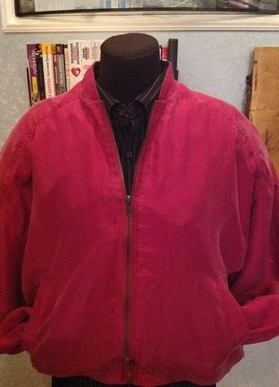 Шелковая, итальянская куртка - ветровка, фасон бомбер, р. 50-54