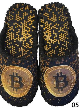 Мужские фетровые тапочки ручной работы «Bitcoin» Биткоин (VD-0...