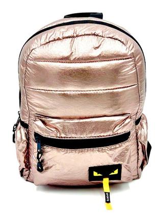 Рюкзак жіночий міський 35х25 см Сріблясто-рожевий