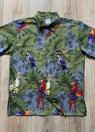 Мужская легкая рубашка гавайка с тропическим принтом rima