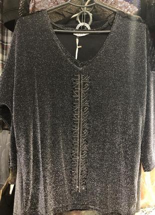 Черная люрексовая блуза