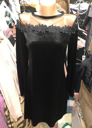 Платье черный велюр